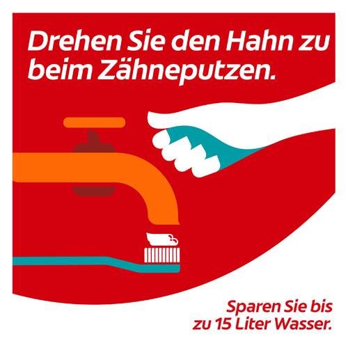 Drehen Sie den Hahn zu beim Zahneputzen